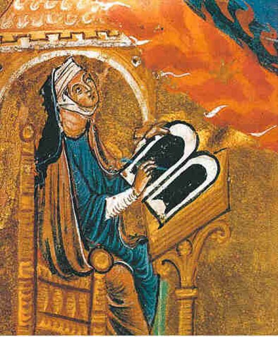 Hildegard von Bingen empfängt eine göttliche Vision.